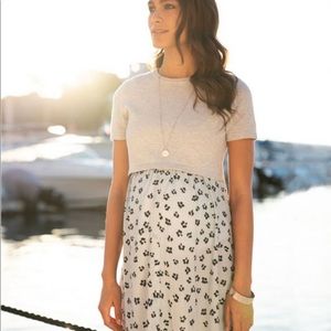 Grey Maternity & Nursing Dress w/ Cotton Blend Top